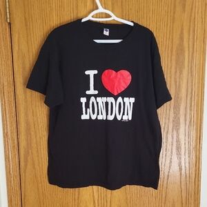I Heart London Black Graphic Tee with Red Heart
